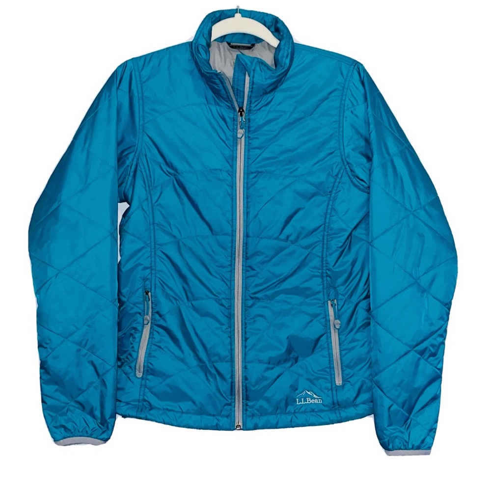 LL Bean Primaloft Packable Puffer Jacket Full Zip Teal Women’s Size Small